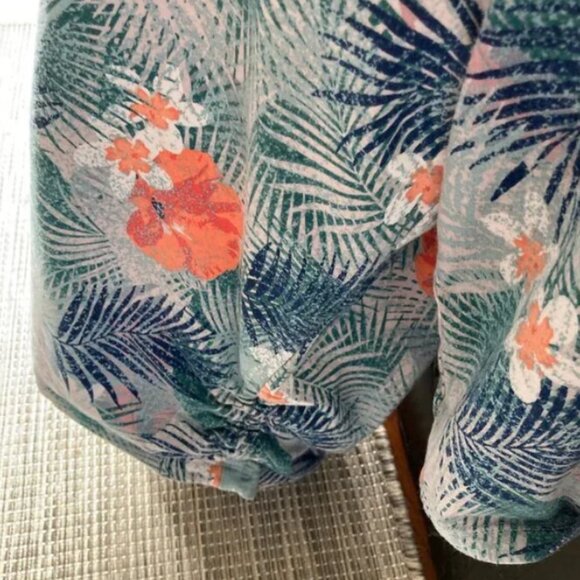 Palm Grove Woman Tropical Print  Beads 3/4 Sleeve Blouse 1X - Picture 5 of 7